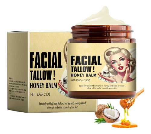 Beef Tallow For Skin, Facial Tallow Honey Balm, Beef Tallow
