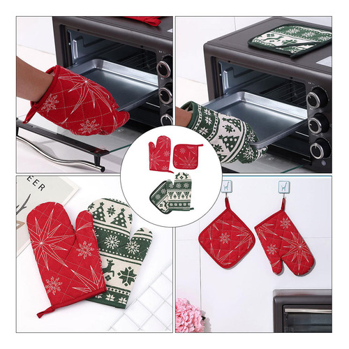 Juego De 2 Guantes De Cocina Para Hornear, Resistentes Al Ca