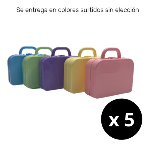 Imagen 3 de 10 de Valija Plástica Mini X5 Lunchera Souvenir Cotillón Golosinas