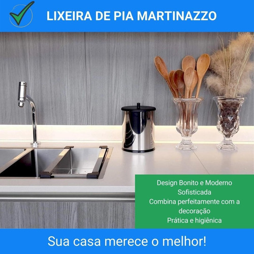 Lixeira Cesto Lixo Inox Tampa Colorida Martinazzo 9,1 Litros