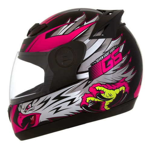 Capacete para moto  integral Pro Tork Evolution  G6 Eagle  preto e rosa-néon liberty 788 tamanho 58 