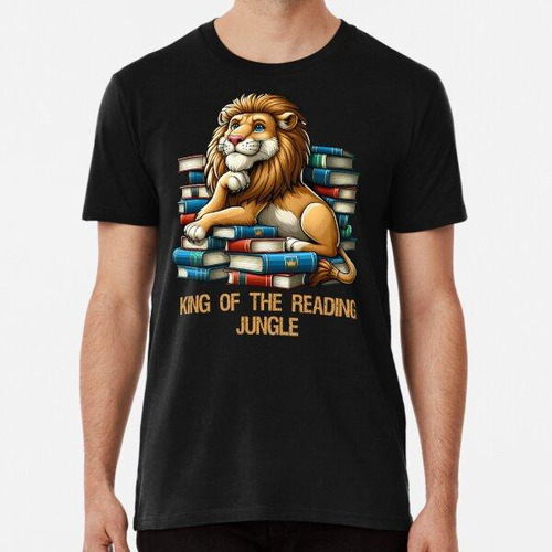 Remera Cute Majestic Lion On A Stack Of Books  Algodon Premi