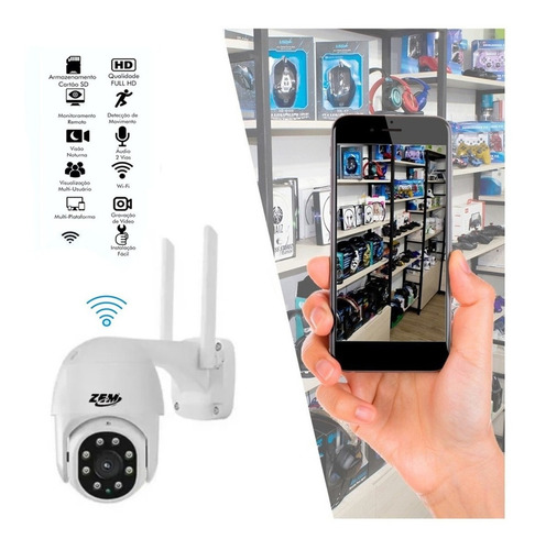 Camera Segurança Wifi 360 Graus Prova D'água Rt009 C/alarme