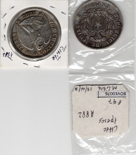 Moneda Histórica Chilena 1877 Un Peso Aguila Varios Años Mas