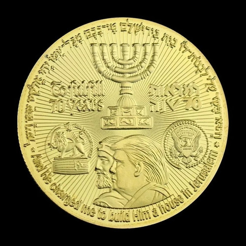 Moneda Conmemorativa Donald Trump Rey Ciro Templo Jerusalem