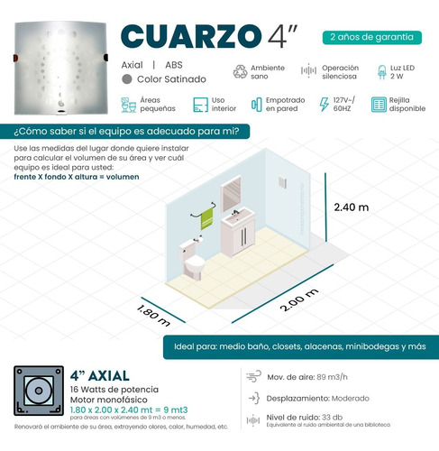 Imagen 2 de 8 de Extractor De Aire Cuarzo 4 Pulgadas Blanco Masterfan