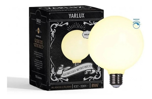 Lampara Globo Retro Deco Milky 8w Led Dimerizable 95mm 