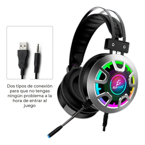 Audífonos Gaming Con Micrófono Iluminación Rgb Conexión 3.5m