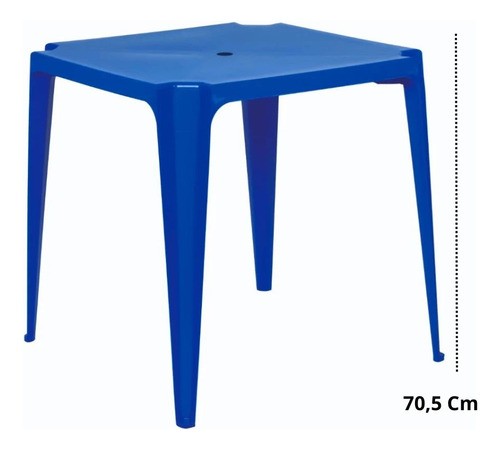 Mesa Plástica Quadrada Azul Mor 70,5 Cm X 70 Cm X 70 Cm