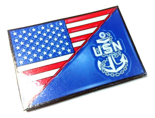 Parche Bandera Plástica Us Navy Efecto 3 D Con Abrojo