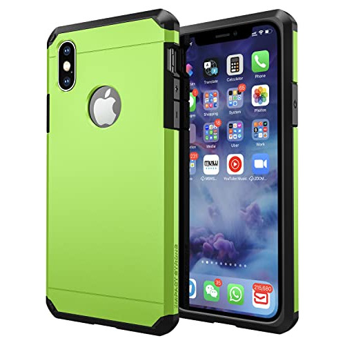 Funda Para iPhone X/xs Lime Verde Uso Rudo Doble Capa Pro-02