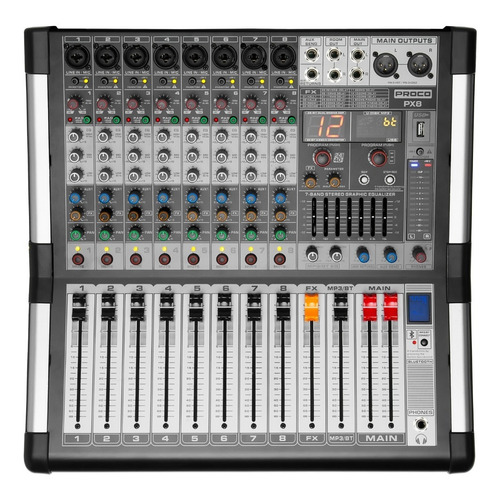 Proco Px-8 Consola Audio Mixer Potenciada Fx Usb Bt