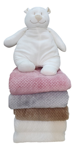 Manta Polar Bebe Frazada Cuna Nido Manta Polar Honey Blanco