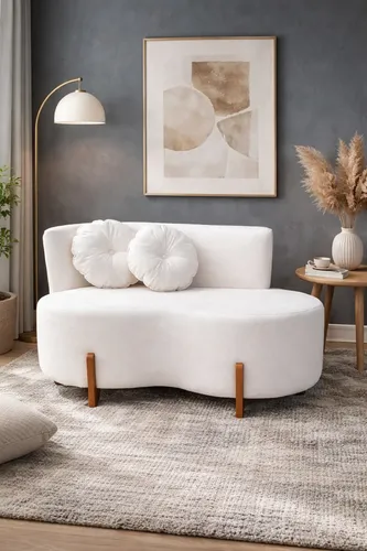 Sofá Curvo Orgânico Feijão 2 Lugares Confortável 130CM
