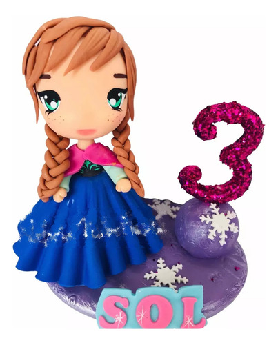 Cake Topper Ana Froze 2 Elsa Vela Niña Pasta Francesa