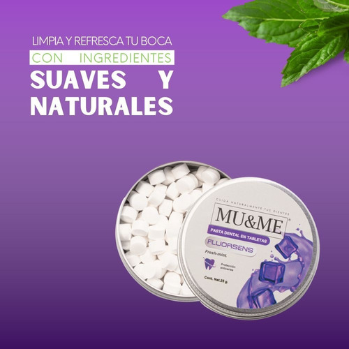 Pasta Dental Tableta Solida Mu&me Con Flúor Freshmint (25gr)