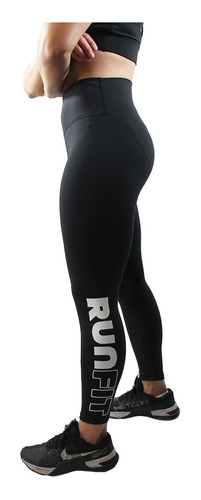 Leggings Negro Liso De Tiro Alto Para Mujer Runfit