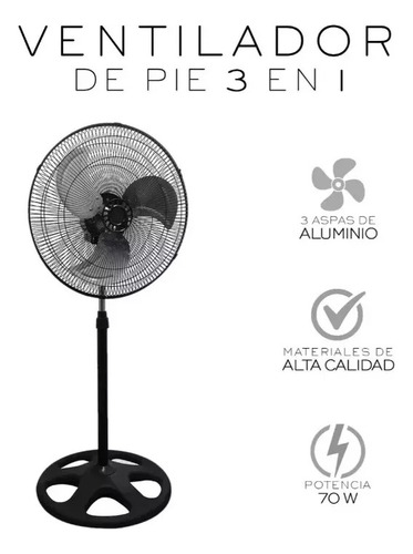 2p Ventilador 18 PuLG Pedestal Piso Pared 3 En 1 Aspas