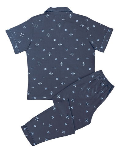 Pijama 2pzs Casual Hombre Algodón Pantalon Camisa Botones