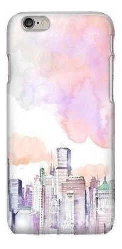 Funda Celular Ciudad Rosa Paisaje Arte Acuarela  Toda Marca