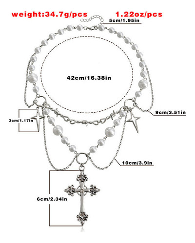 Collar Simple Con Cuentas De Perlas En Capas De Estilo Punk