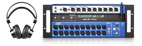 Mesa De Som Soundcraft Ui 24 R Com Fone De Ouvido Akg K175