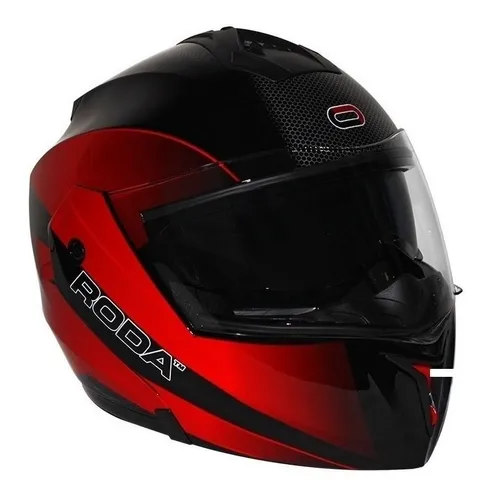 Casco para moto rebatible Roda Revenge negro y rojo rocket talla