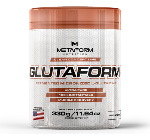 Glutamine L-glutamina 100% Pura Sem Sabor 330g - Metaform