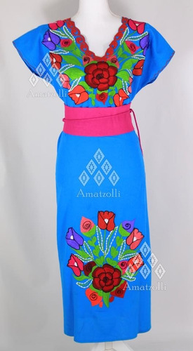 Vestido Artesanal Mexicano Mod. Zinacantan Largo