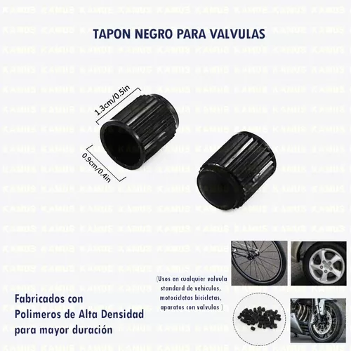 100 Tapones Plasticos Negro P Válvula Llanta Moto Auto Bici