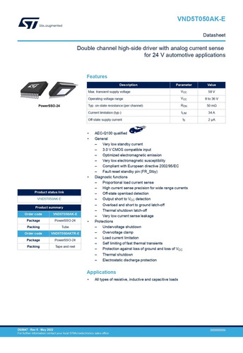 Controlador Dual 8v-36v 34a (uso Automotriz) Vnd5t050ak