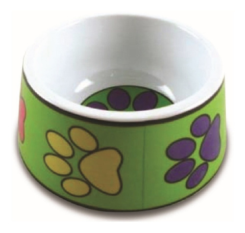 Pet Bowl Comedero Para Mascotas Huellas Verde