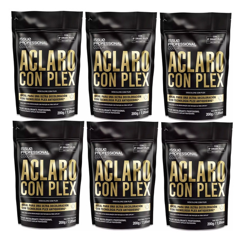 Kit X6 Issue Polvo Decolorante Aclaro Con Plex 9 Tonos 200 G