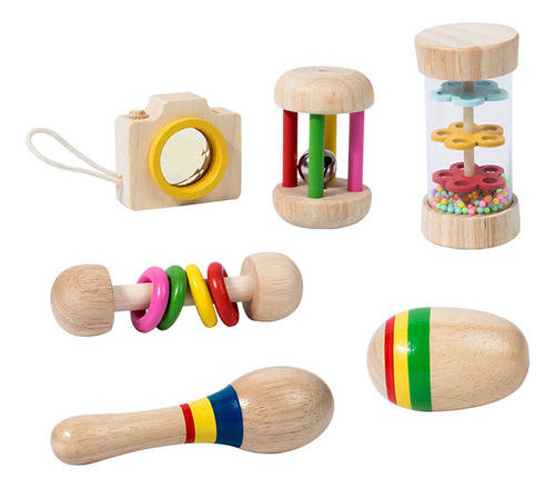 6x Juego De Juguetes De Madera Para Bebés, Hecho A Mano,