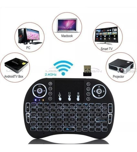 Mini Teclado Mouse Inalambrico Tv Box Retroiluminado Lince