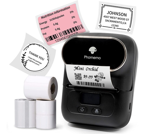Impresora Portatil De Etiquetas Termicas Bluetooth+3 Rollos