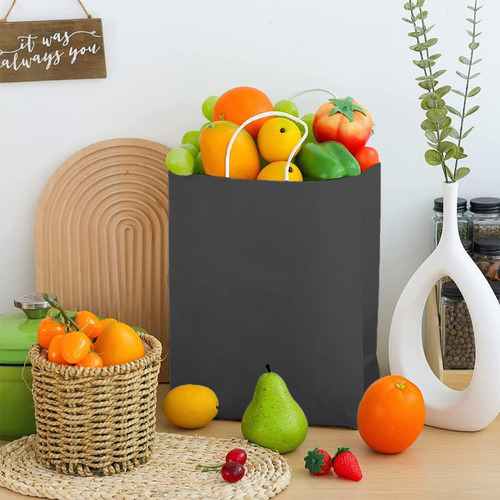 40 Bolsas De Papel Ecológicas Portátil Decorativas Color Negro