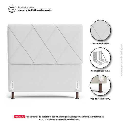 Cabeceira Cama Box Casal King Size Mel 195cm Corino Branco