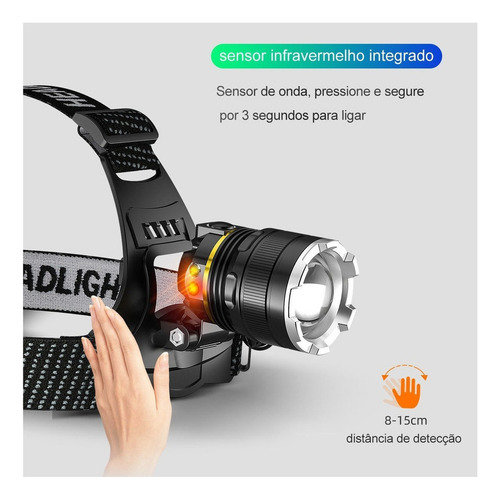 Para Linterna De Cabeza Recargable Profesional Linterna De