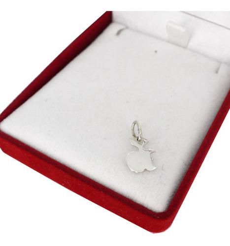 Dije Medalla Manzana Apple De Plata 925 Joyas Color Plateado