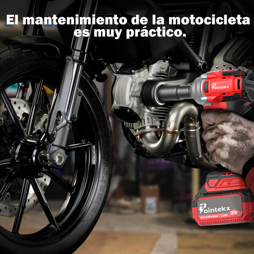 Pointekx Llave de Impacto Inalámbrica 1/2" con Motor Sin Escobillas, Torque Máximo 332 ft-lbs (450 N.m), Pistola de Impacto 21 V, Destornillador Eléctrico 1/4", 2*1.5Ah Baterías y Maletín Herramientas