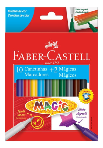 Canetinha Hidrográfica Faber Castell Magic 10 Cores + 2