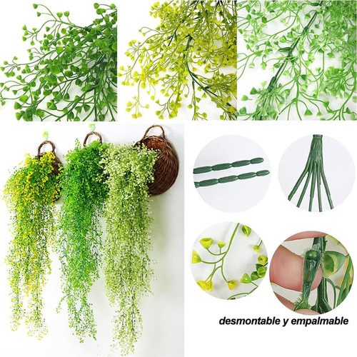 Plantas Artificiales, 3 Piezas Colgante Artificial Plantas