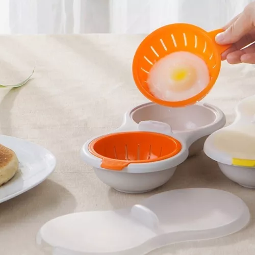 Práctico Cocedor De Huevos Para Microondas Con Doble Taza.