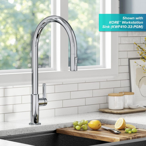 Grifo De Cocina Kraus Oletto Kpf-2821ch Con Arco Alto Y Pulv