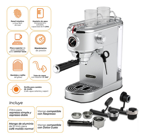 Cafetera Espresso Bari 5 En 1 Kitchen-it