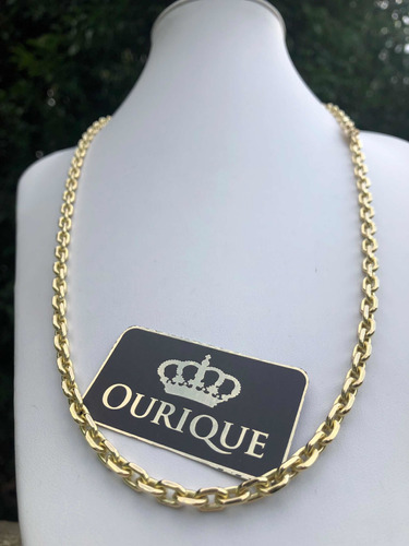 Corrente Masculina Cadeado Maciça Cordão De Ouro 18k 750