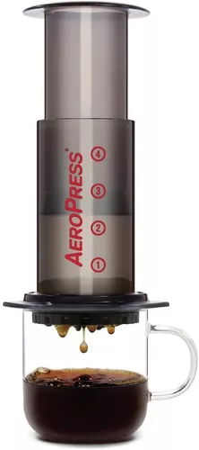 Cafetera portátil AeroPress Original manual negra y roja expreso