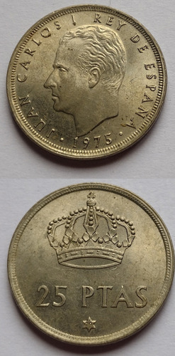 Moneda De España Año 1975 De 25 Pesetas Excelente Estado 