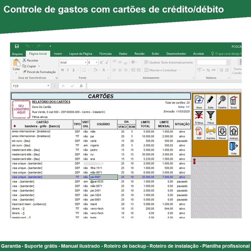 Planilha De Controle De Gastos Com Cartões De Crédito